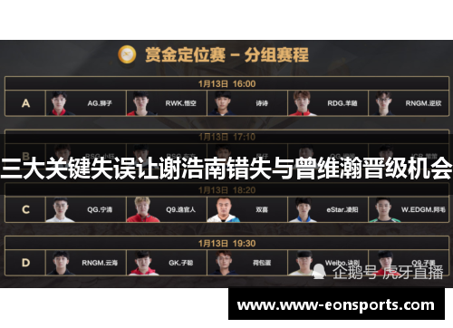三大关键失误让谢浩南错失与曾维瀚晋级机会